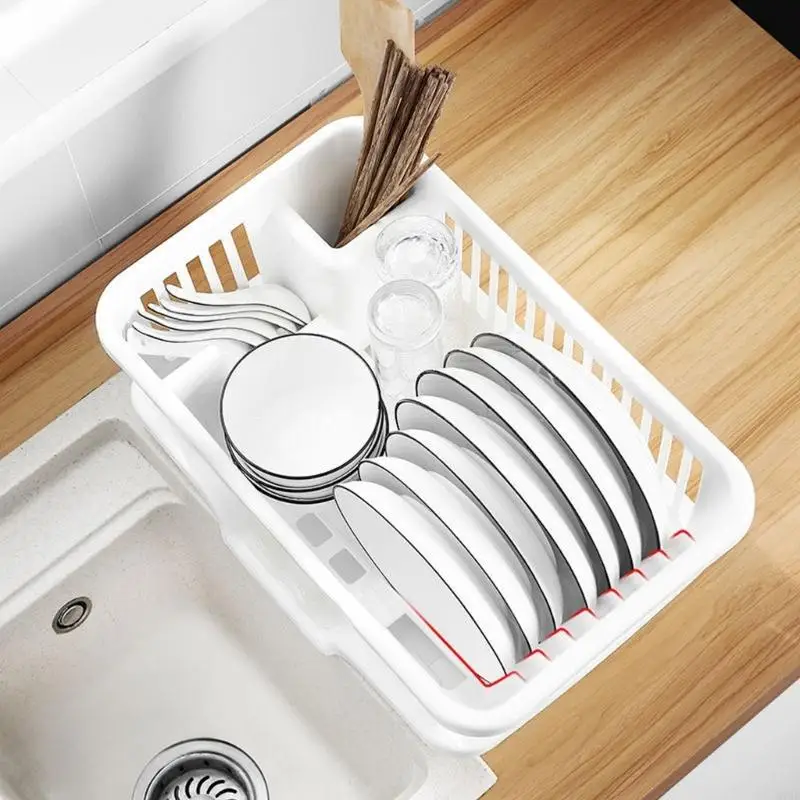 M76E Space Saving Kitchen Organiser with Deep Drip Pan Multipurpose Foldable Bowls Drying for Caravans & Small Apartments