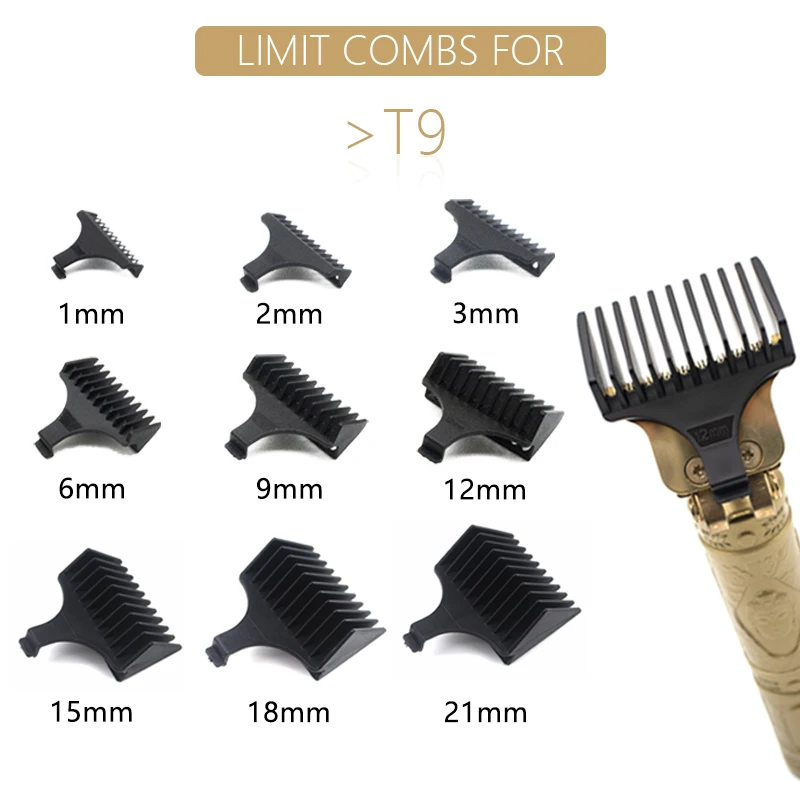 Professional Hair Trimmer Limit Comb, Universal Guards, cabeleireiro, guia de corte, Barber Acessórios, T9, 1mm, 2mm, 3mm, 6mm, 9mm, 12 mm