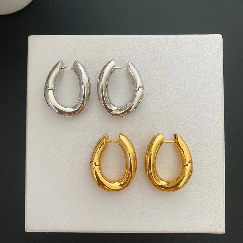 New Special OfferEuropean and American Fashionable Fashion Brand Geometric Irregular Shape Earrings Metal Oval Earring Ear Clip