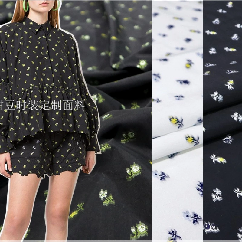 Yarn-dyed Jacquard Fabric Spring Summer Thin Small Floral Dress Fashion Shirt Suit Brand Design Sewing Wholesale Cloth by Meter