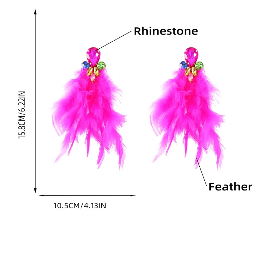 Exquisite Fashion Feather Tassel Decor Big Dangle Drop Earrings For Women Luxury Design Fairy Wedding Party Jewelry Accessories