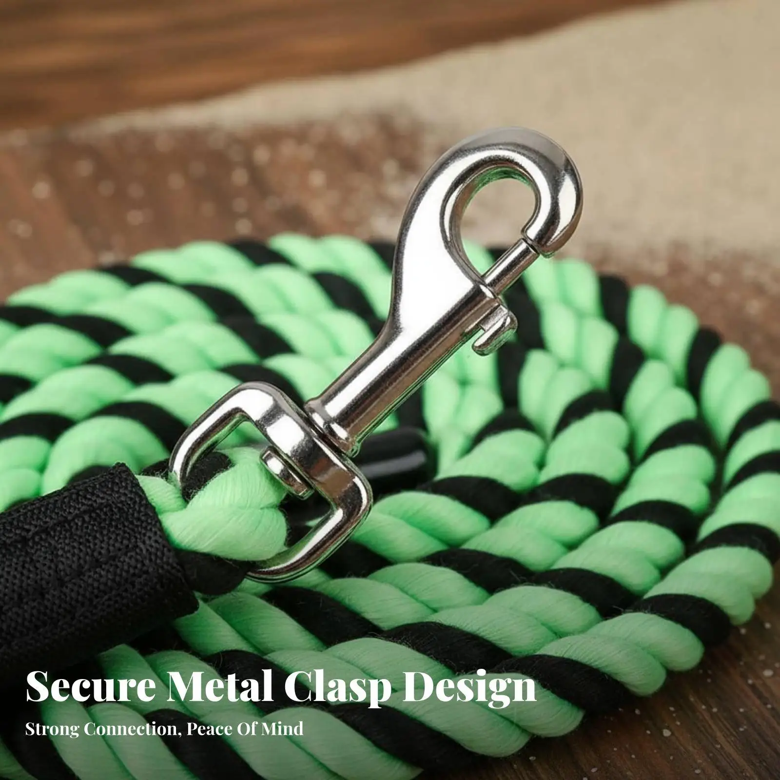 Horse Tether with Snap Hook Sturdy Construction Equestrian Training Rope Heavy Duty Livestock Tether for Equestrians,