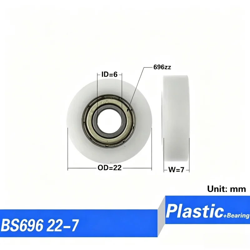20 Stück M6 Schraube POM PA beschichtetes Gleitrad 6x22x7mm Orange Geräuscharmes Kunststoff-Führungsrollenrad 626ZZ 696 Kugellager – Detail 8
