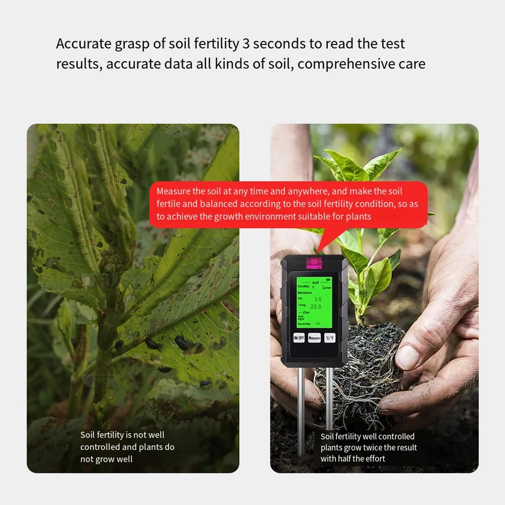 Garden Soil Analyzer Measure Sunshine Temperature And Humidity For Optimal Plant Growth PH PH Meter