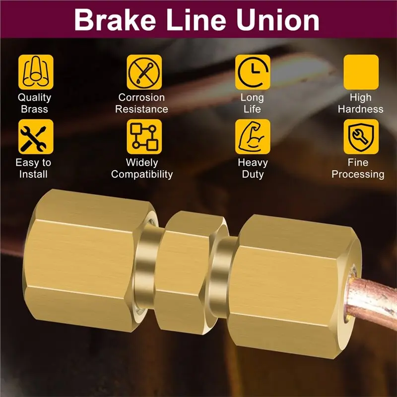 Stable-Brass Brake Line Compression Fittings(12PCS) For 3/16