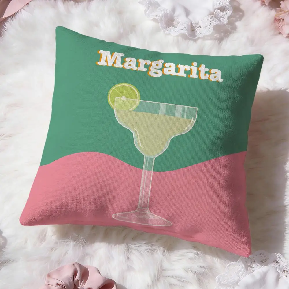 Hot M-Mmargarita Cocktail Arted Cushion Cover Soft Washable Pillow Case Multi-Scene for Couch Bed Travel Office Use