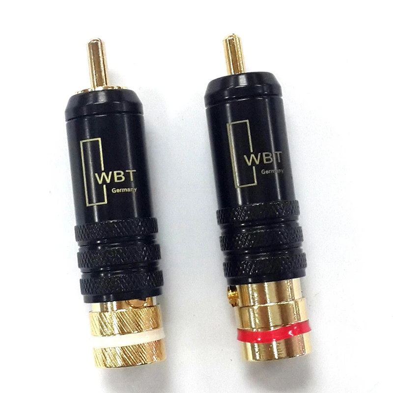 

2 Pcs Wbt-0144 Gold Plated Rca Plug Lock Soldering O/Video Plugs Connector Gold Plated Signal Wire Plug Rca Lotus Head