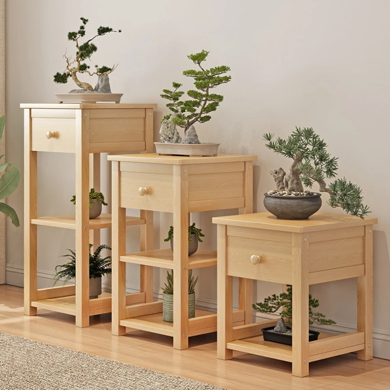 

Vintage Solid Wood Multi-Use Plant & Display Stand Side Cabinet for TV & Office with Drawers Fish Tank and Hanging Plant Shelf