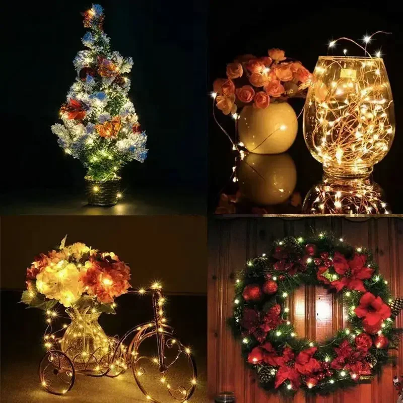 5M 10M Copper Wire LED String Lights Holiday Lighting Fairy Garland for Christmas Tree New Years Wedding Party Decoration