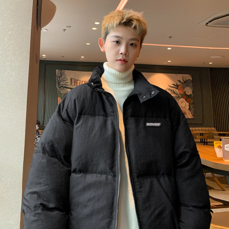 

Men's Thiened Cotton Jaet Winter Warm Stand Collar American Retro Sle Bread Coat Youth Casual Faion Winter Outerwear