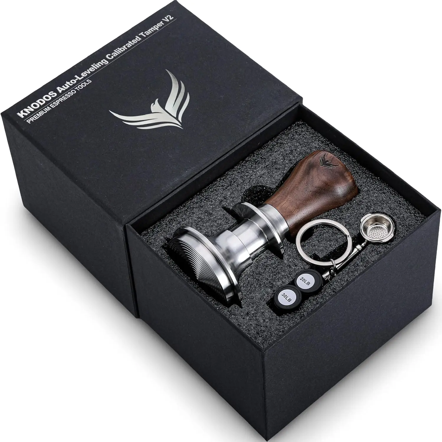 Prensador de Café de 54 mm con Nivelación Automática, Diseño con Resorte y Base de Acero Inoxidable para una Extracción de Café Perfecta