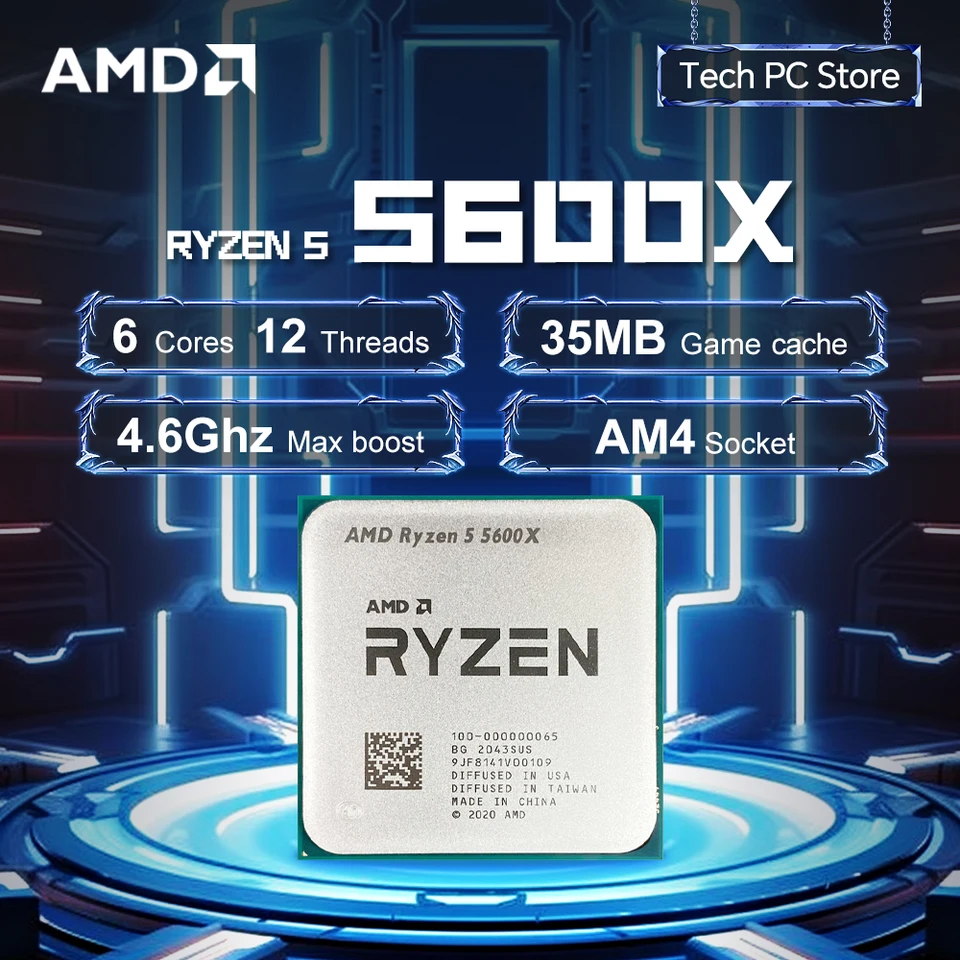 Processador AMD Ryzen 5 5600X 3,7 GHz 6 núcleos 12 threads R5
