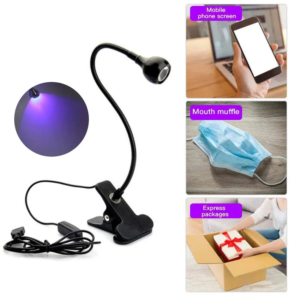 Lampe de bureau à LED ultraviolette, mini lampe à polymériser le gel UV, sèche-ongles pour bricolage, nail art pour l'argent liquide, détecteur médical