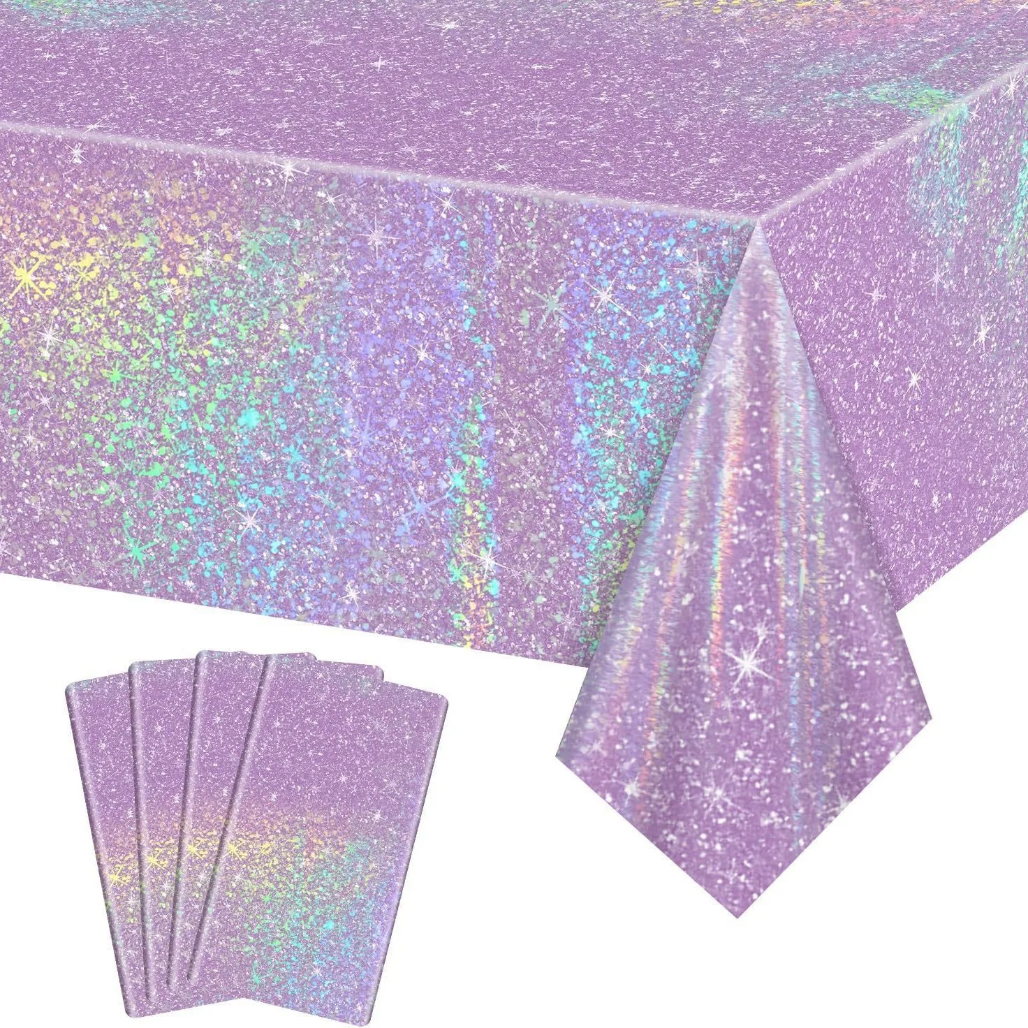 

Purple laser Disposable tablecloth aluminum rainbow birthday party decoration tablecloth for bachelorette party wedding supplies