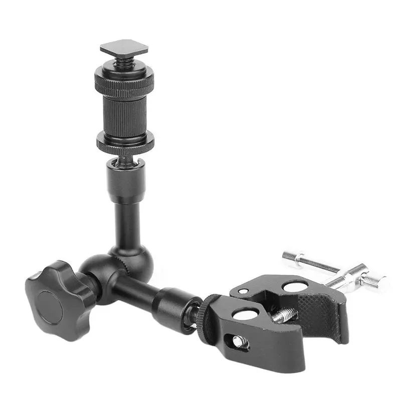 ABHU 3X Magic Arm 7 Inch Articulating Friction Arm Super Clamp Adjustable Rod Clamp With 1/4 Inch And 3/8 Inch Thread