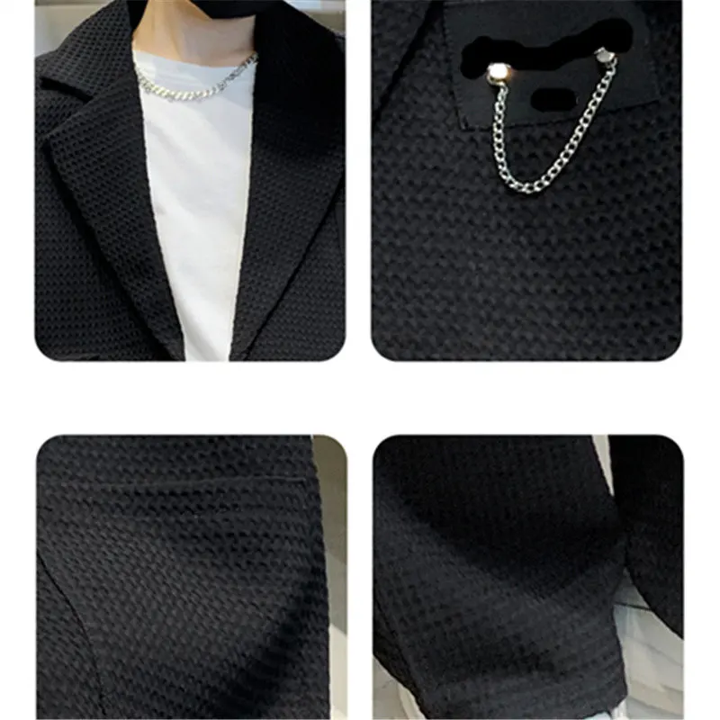 Kids Boys Suit Blazer+Pants Two Piece Black Khaki Spring Autumn Korean Children Casual Formal Soft Clothing Set 5 To 14Years Old 6
