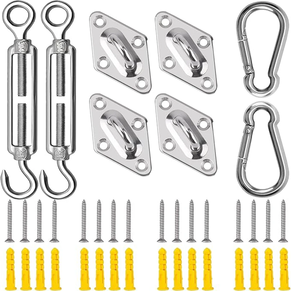 40pcs Sun Shade Sail Hardware Kit 5 inch 304 Stainless Steel for Rectangular/Square/Triangle Bivouac Installation Patio Lawn