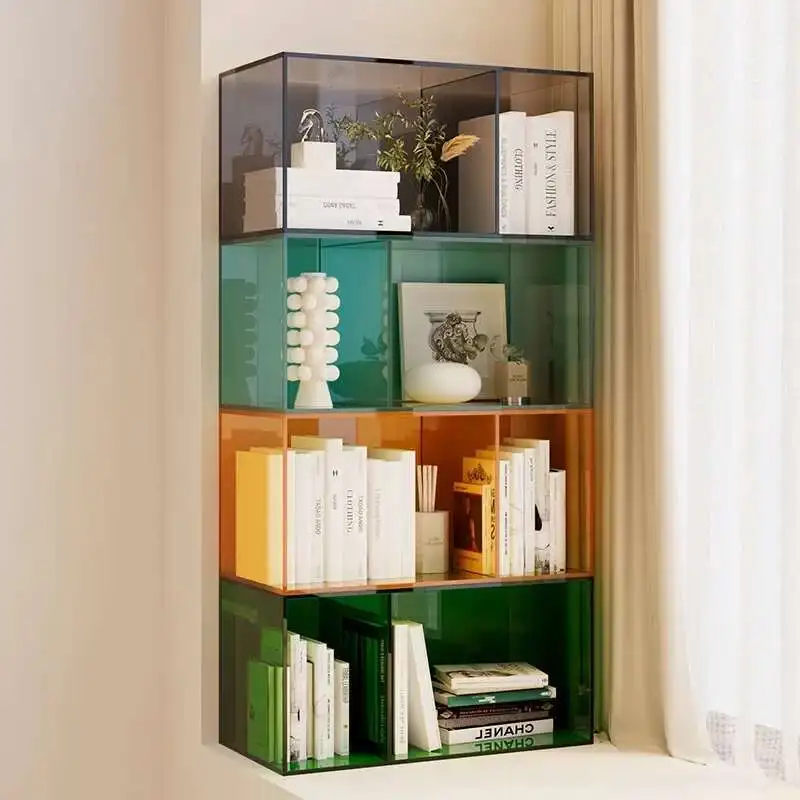 الاكريليك رف الكتب خزانة غرفة نوم ضوء Luxur تخزين الرف رف الكتب غرفة المعيشة الطابق خزانة ضوء فاخر خليج نافذة خزانة الكتب