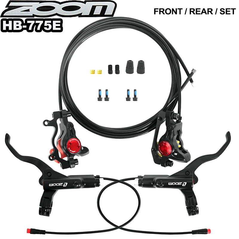 ZOOM Bicycle Hydraulic Brake Set 1100/1850mm 2 Piston Oil Pressure MTB Disc Brake for Scooter E-Bike Mtb Folding Bike BMX Cycle