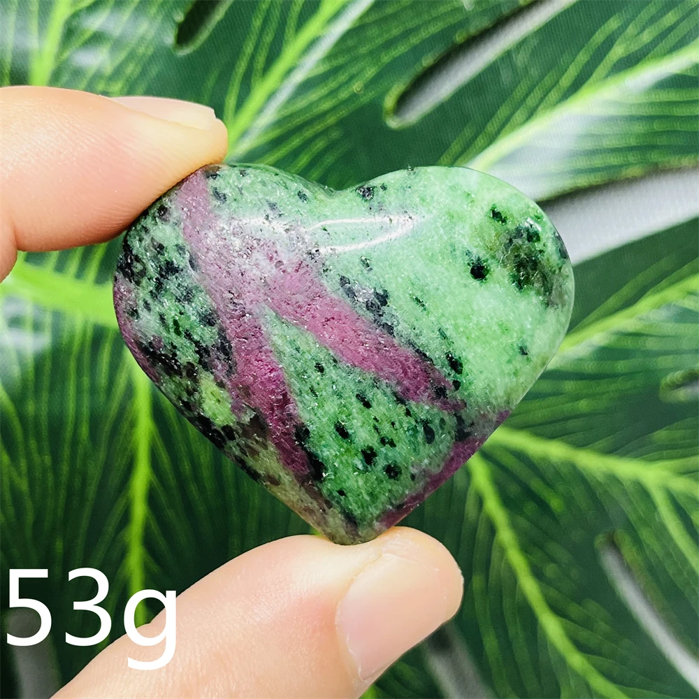 Natural Gemstone Epidote Ruby Tourmaline Heart Hand Polished Home Room Decoration Spiritual Meditation Witchcraft altar Prayer