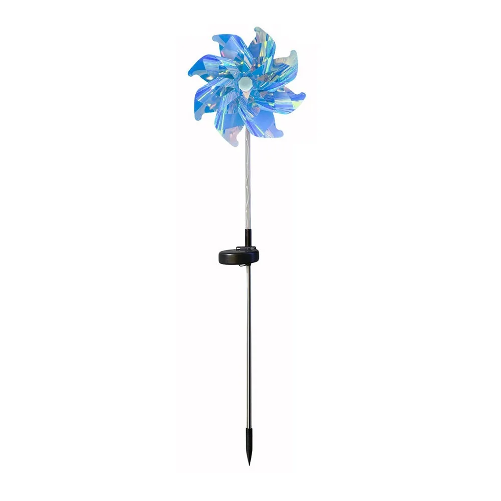 Waterproof Solar Windmill Light Solar Powered Color Changing Garden Stake Light LED Light Source Windmill Stake Light