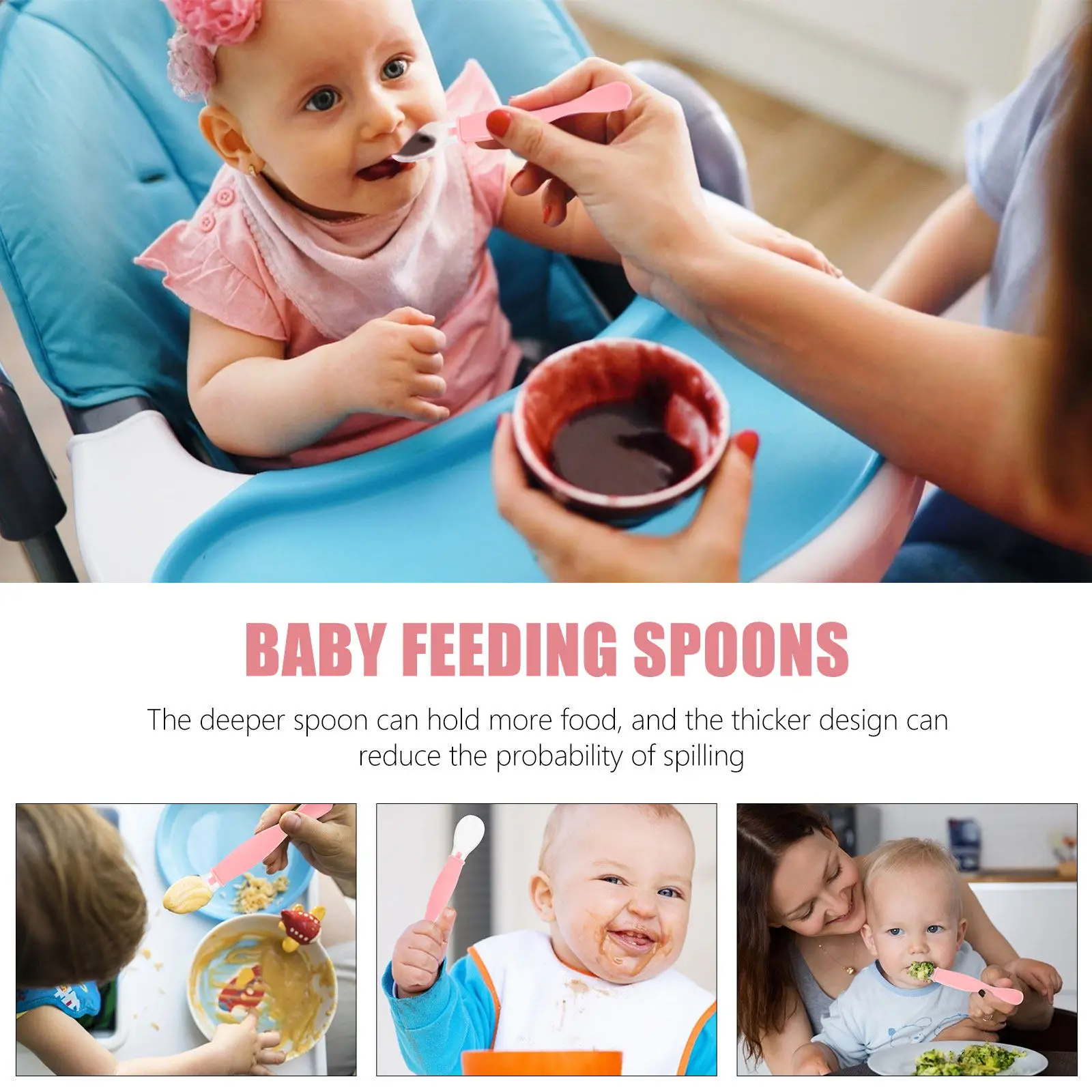

2Pcs Food Grade Silicone Baby Spoons Toddler Utensils Set Lightweight Compact Easy to Clean Gentle on Gums Essential Feeding