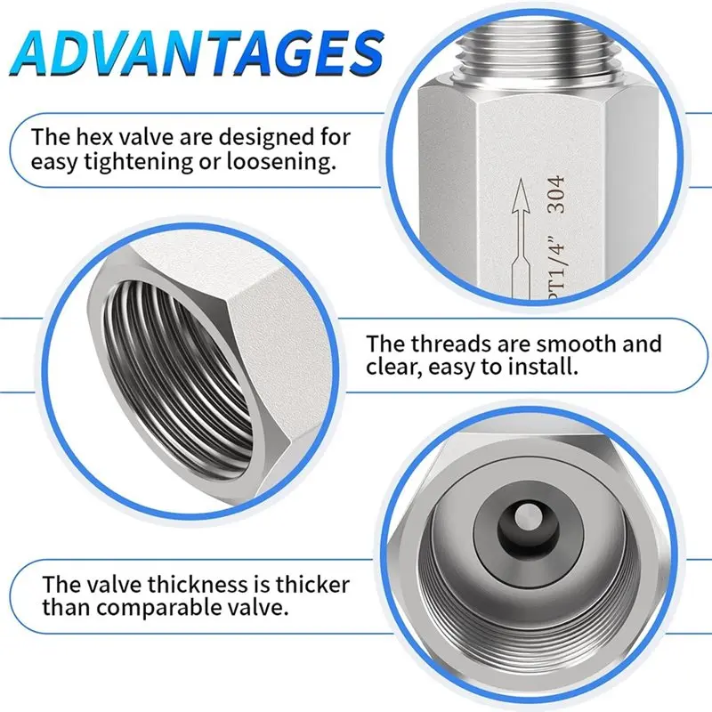 VEHO-In-Line Siamese Check Valve 304 Stainless Steel 1/4