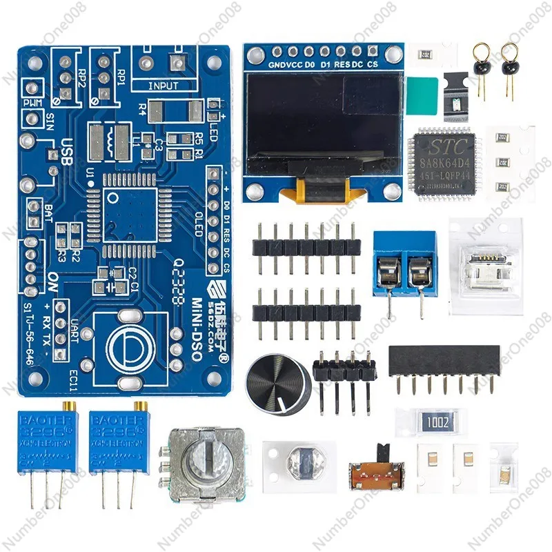 TJ-56-646 Mini DSO Oscilloscope DIY Kit STC8 Microcontroller Soldering Practice Board Electronic Training 5V