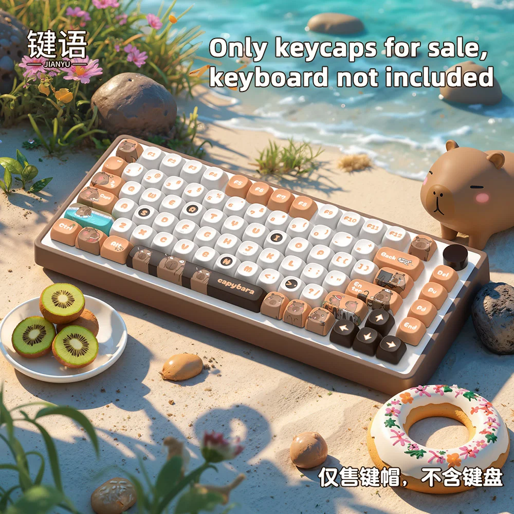 Capibala Keycaps PBT Thermal Sublimation Process MOA Height 114 Keycaps Wide Compatible Cute Wear-resistant