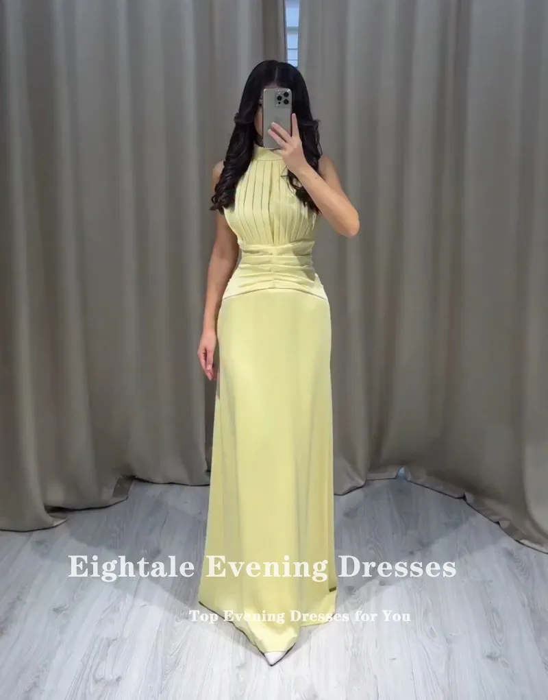 فستان سهرة عربي Eightale مخصص برقبة عالية من الساتان بطيات حورية البحر وحفلات الزفاف وحفلات الزفاف فيستدوس دي غالا #2