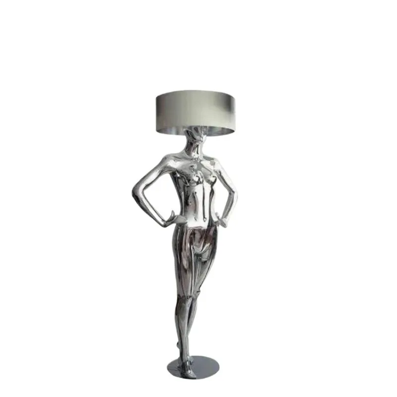 Wedding Model Statue Fashion Silver Electroplated Props Photography FRP Mall Hotel Living Room KTV Floor Ornaments