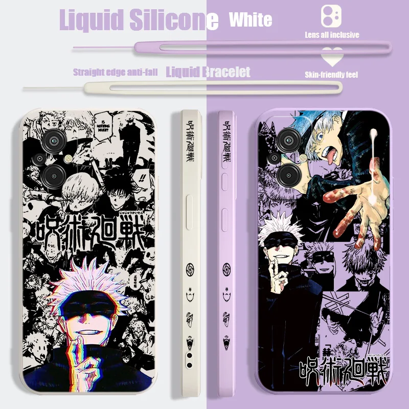 Jujutsu Kaisen Satoru Gojo Phone Case For Xiaomi Redmi 8 9 10 11 12 13 K20 K30 K40 K50 K60 Pro S A C T X Liquid Left Rope Cover