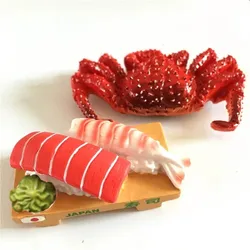 3D Refrigerator Magnet for Home Decoration Magnetic Stickers Seafood King Crab Salmon Sushi Tourism Souvenirs Japanese Souvenirs