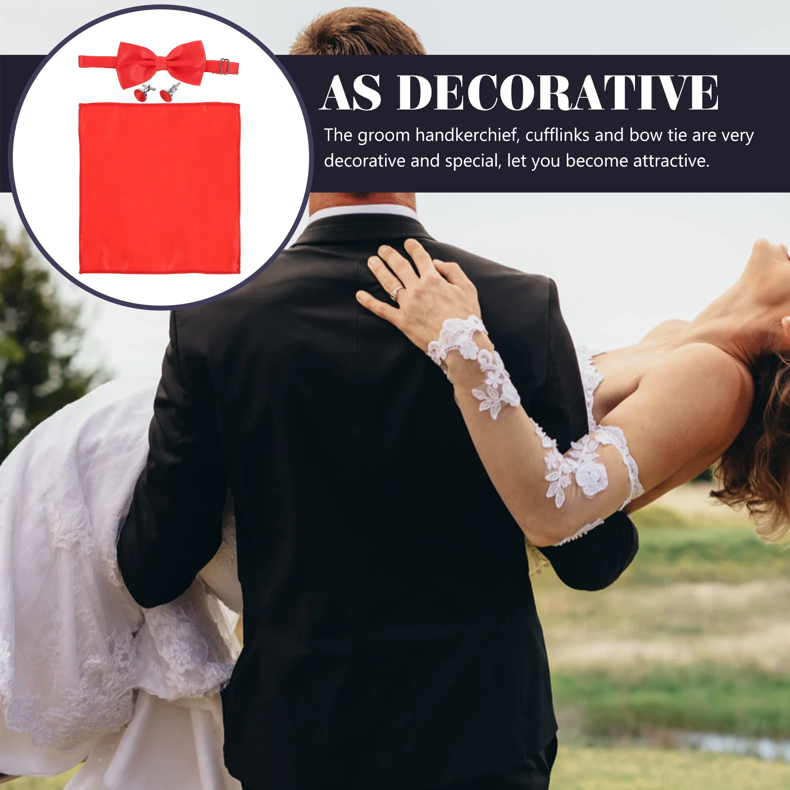 

Shiny Bow Tie Cummerbund Pocket Hankie Set Cuff Links Groom Satin Polyester Formal Wear Tuxedo Suit Accessories H kerchief Mens