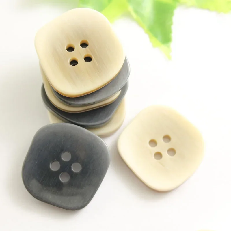 Square Resin Buttons for Clothing, Coat Craft, Plastic Sewing Button for Garments, Needlework, 4 Holes, 30mm, 25mm, 38mm, 10Pcs