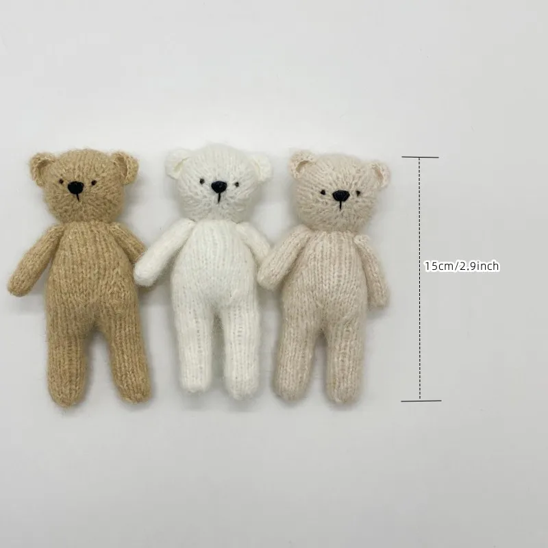 Pelele para fotografía de recién nacido, capó de oso y conjunto de juguetes, disfraz de oso para niñas y niños con muñecas tejidas a mano, trajes de fotografía para recién nacidos