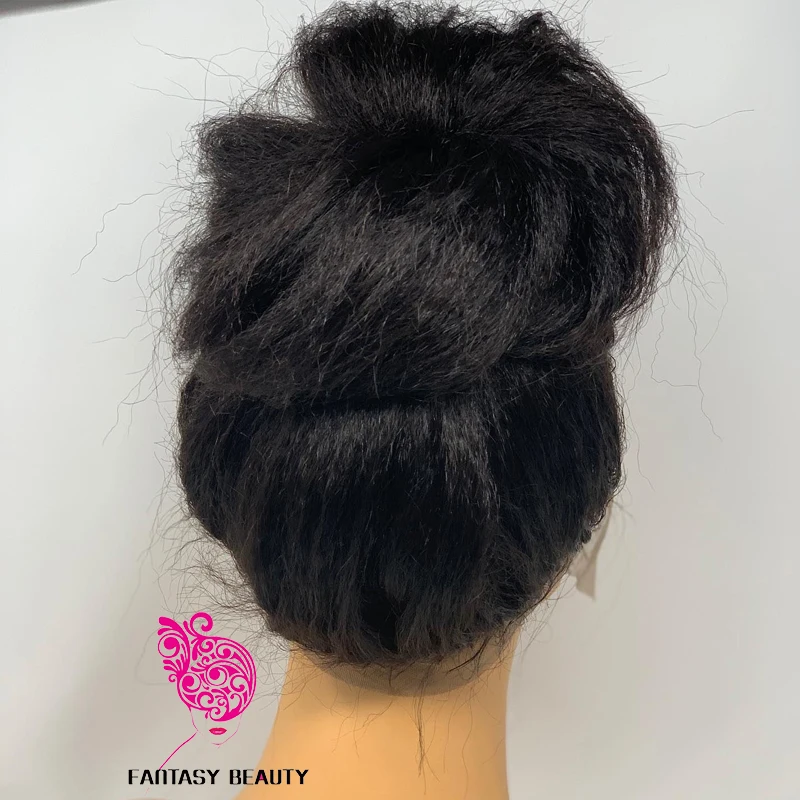 Natürliche Schwarz Licht Yaki Gerade 13x4 Tiefe Teil Spitze Front Synthetische Haar Perücken für Schwarze Frauen Pre Gezupft spitze Perücken Baby Haar