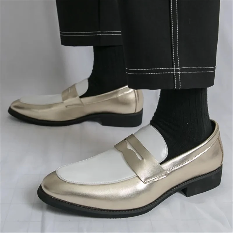 Gentleman New Brand Wedding Dress Mixed Color Leather Shoes For Men Classics Driving Loafers Prom Homecoming Party Footwear