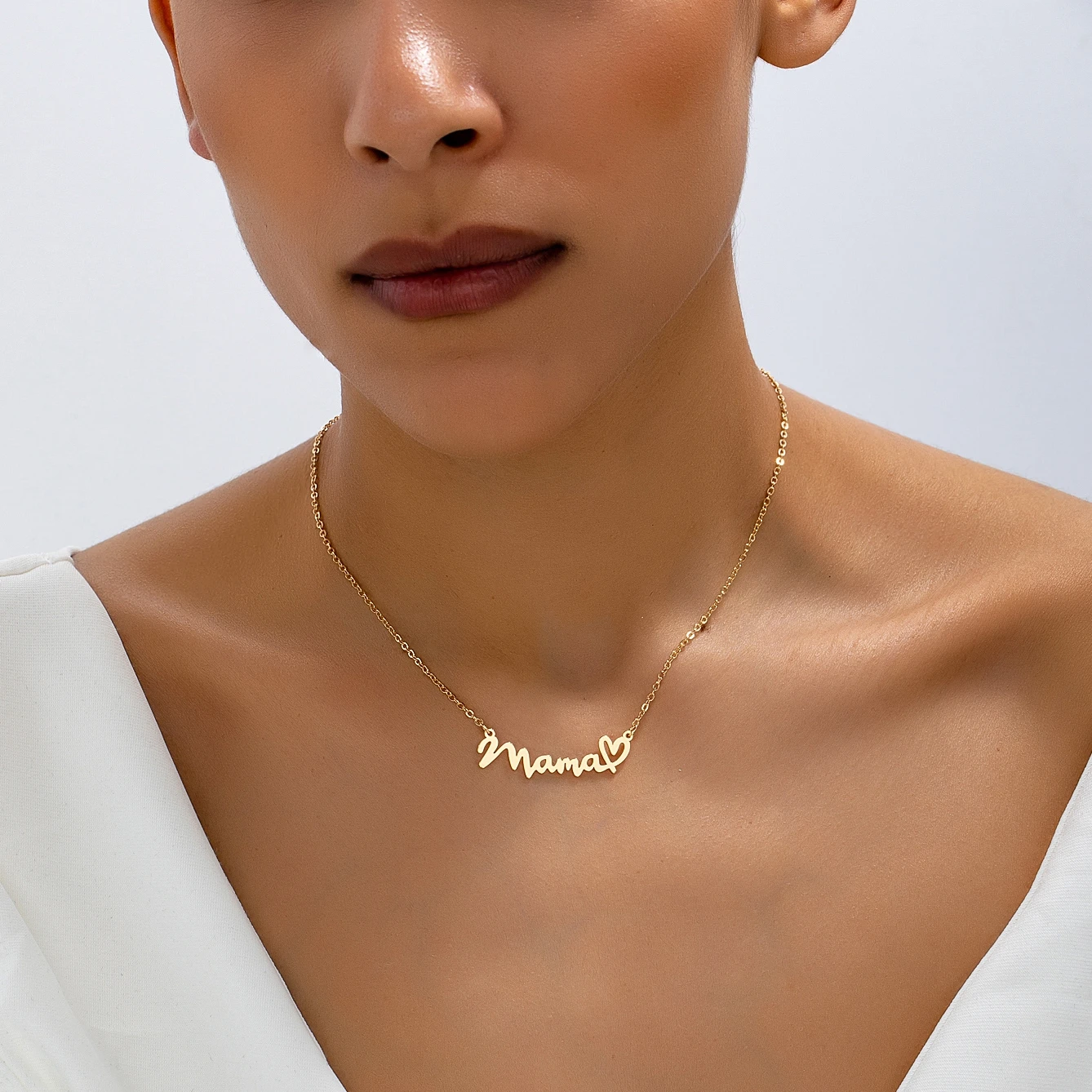 Collar con Colgante en Forma de Corazón para Mamá/Mamá/Dama de la Casa, Joyería de Moda para el Día de la Madre