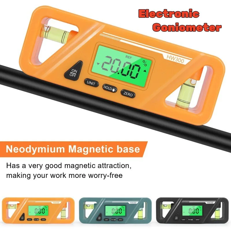 Goniômetro eletrônico magnético, LCD Digital Angle Meter, Backlight Angle Transferidor, Inclinômetro digital, Inclinômetro digital