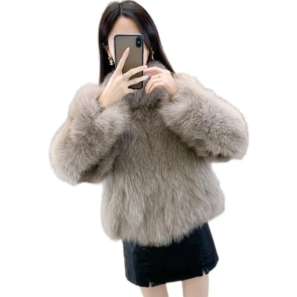 Stilvoller kurzer Pelzmantel für Damen, Wintermode, Kunstfuchsfell, verdickt, Cyber, beliebt, Oberbekleidung im Mao-Stil