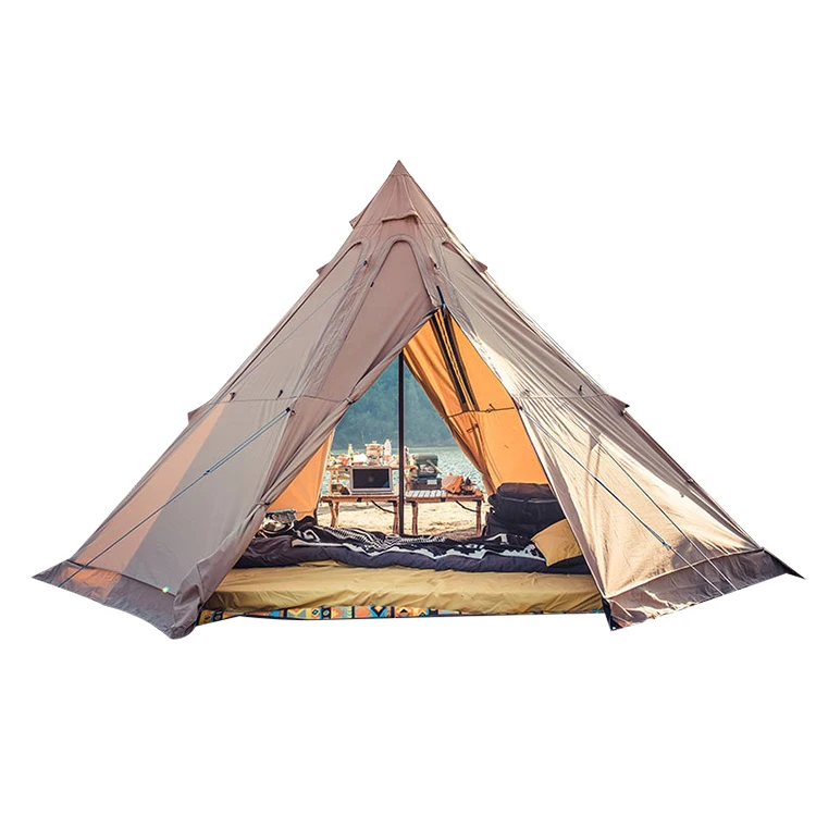 

Outdoor Waterproof Oxford Fabric Pyramid Tent Four Seasons Indian Circular Family Camping Tent