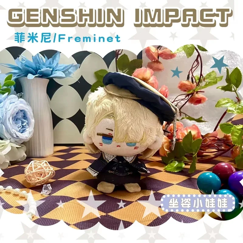 Game Genshin Impact Lyney Lynette Plush Doll Stuffed Toy Anime Cartoon Mini Figure Keychain Freminet Pendant Birthday Gifts 12cm