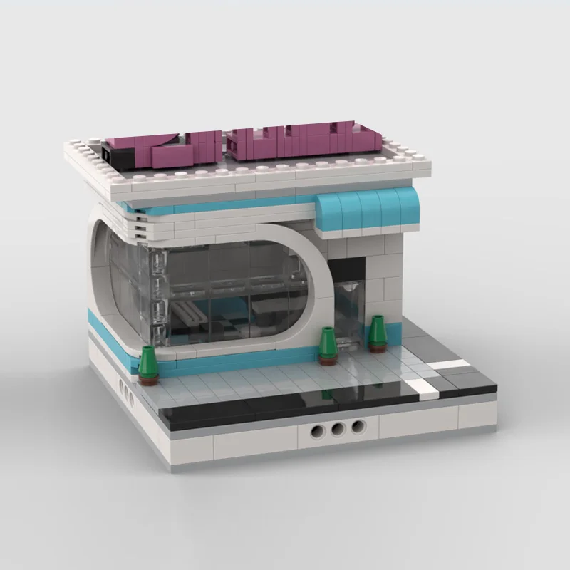 City Street View Model MOC Building Bricks Mini City Diner Modular Technology Children Holiday Gifts Assemble Toys Suit