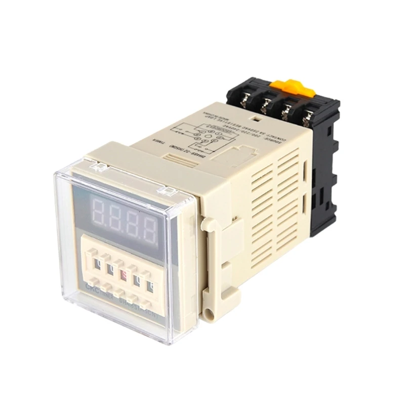 AC110V 220V DC12V 24V Programmable Digital Display Time  Cycle Control Double-Time Delay  Socket with Base