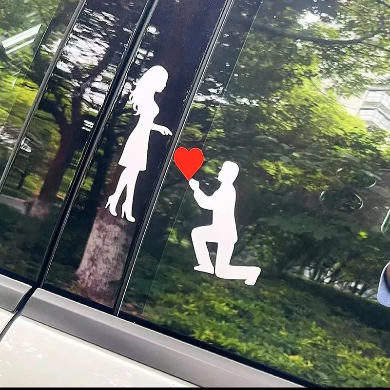 New Romantic Proposal Car Window Sticker Down on One Knee Love Wedding Trunk Marriage Windshield Waterproof Car Decal Decore