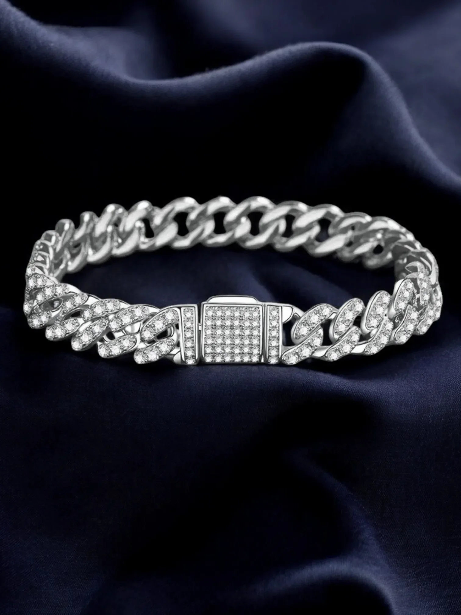 

Moissanite Charm Bracelet High Quality S925 Silver Iced Out Cuban Link Chain For Men&Women Full Moissanite Hip Hop Jewelry GRA