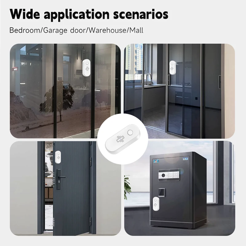 Tuya-Detector de rotura de vidrio WiFi, Sensor de vibración, alerta de aplicación Smart Life, sensibilidad ajustable blanca para puerta, ventana, pared de vidrio
