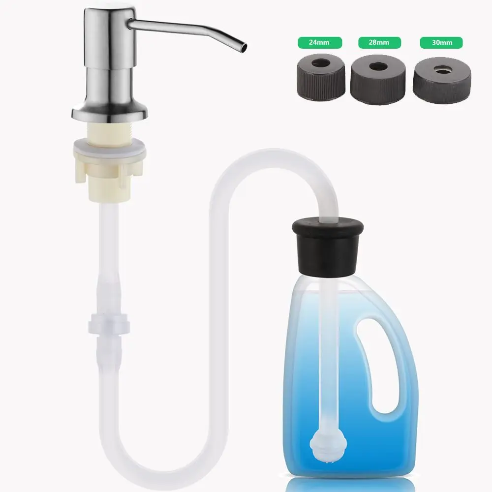 Home Countertop Stainless Steel Detergent Water Pump Dishwashing Liquid Kitchen Sink Mounted Lotion Dispenser Soap Dispenser