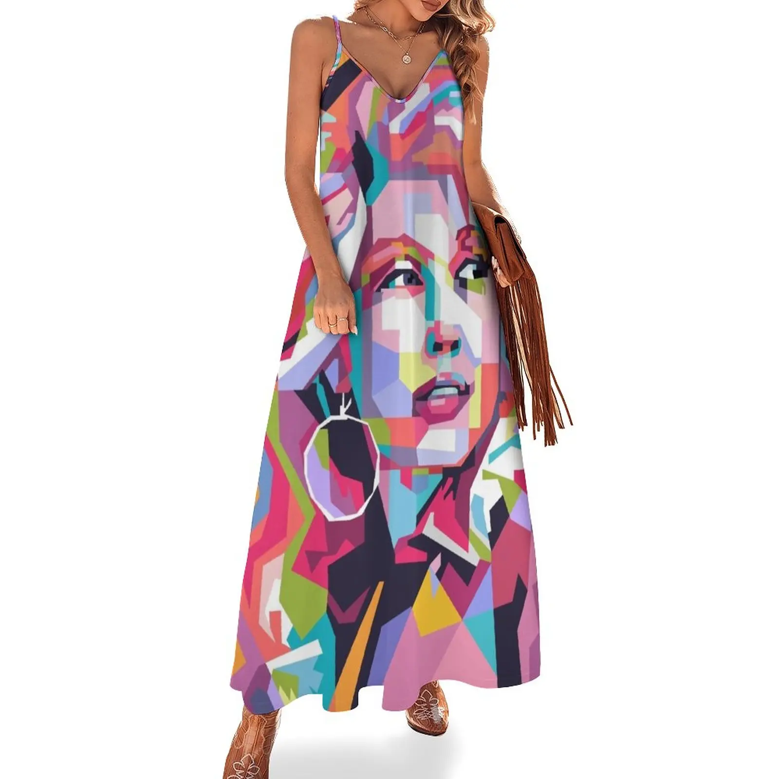 

Abstract Dolly Parton in WPAP Sleeveless Dress birthday dresses for women women's dresses luxury evening dresses women